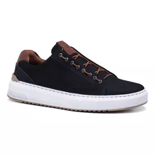 Tênis Em Couro Nobuck Casual Masculino Malbork Azul 1461a