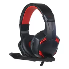 Auriculares Gamer Con Microfono Pc Ps4 Luces Led Noga St8260 Color Negro Luz Rojo