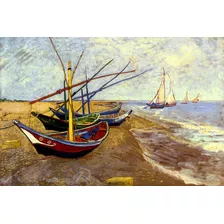Barcos De Pesca Na Praia França Van Gogh Em Tela 120cm X80cm