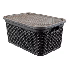 Caja Organizadora Perlada Simil Ratan 4 Lts. Garageimpo Color Marrón Oscuro