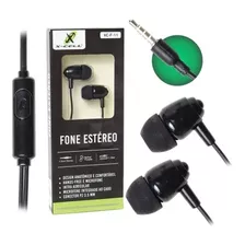 Fone Ouvido P2 C/microfone Estéreo Estra Bass Xc-f-11 X-cell Cor Preto