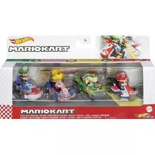 Hot Wheels Mariokart Pack 4 Babyluigi/peach/ Bowserjr/ Mario