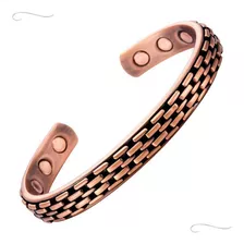 Pulseira Masculina De Aço Cobre Magnética Brooklyn