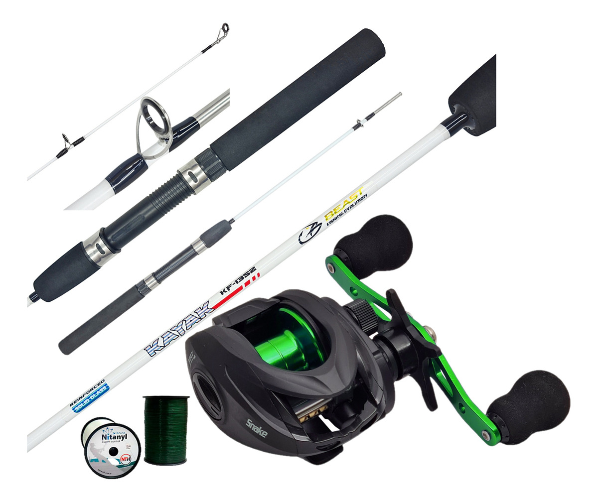 Combo Pesca Baitcasting Kayak Reel Huevito Rotativo + Caña