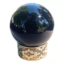 Esfera De Obsidiana Negra Con Soporte De Bronce 