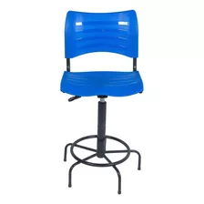 Cadeira Caixa Alta Plástica Secretária Recepcao Hortifruti Cor Azul