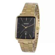 Relógio Orient Masculino Dourado Quadrado Aço Ggss1020 P1kx Cor Do Fundo Preto