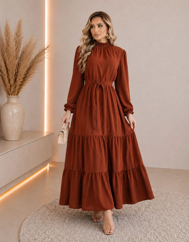Vestido Longo Feminino Festa Elegante Premium Evangélico