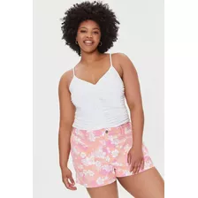 Shorts Forever 21 Plus Size Floral Print Denim Shorts