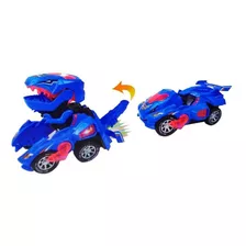 Carrinho Transformers Dinossauro Bate E Volta Sons Luz Azul