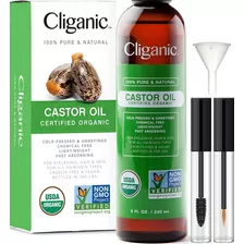 Cliganic Aceite De Ricino Orgánico, 100% Con Kit De Pestañas