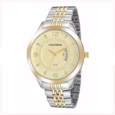 Relogio Mondaine Masculino Ref: 83487gpmvbe1 Casual Bicolor Cor Da Correia Prata/dourado Cor Do Bisel Dourado Cor Do Fundo Dourado