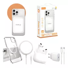 Kit5 Powerbank 10000 + Carregador + Indução + Fone + Capinha