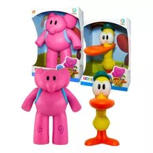 Kit 02 Boneco Pato E Elly Vinil Grande 28cm Original Pocoyo