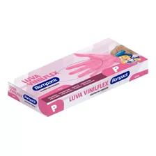 Luvas Descartáveis Bompack Vinilflex Cor Rosa Tamanho P De Elastômero Termoplástico X 100 Unidades 