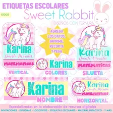 Kit Imprimible Etiquetas Escolares Unicornio+tablas De Mult