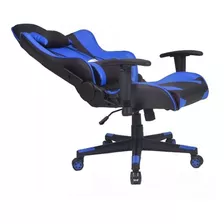 Silla Escritorio Gamer Pc Streamer Ajustable Reclinable 180 Color Azul