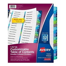 Avery 32-tab Columna Doble 3-carpeta De Anillas Divisores, P