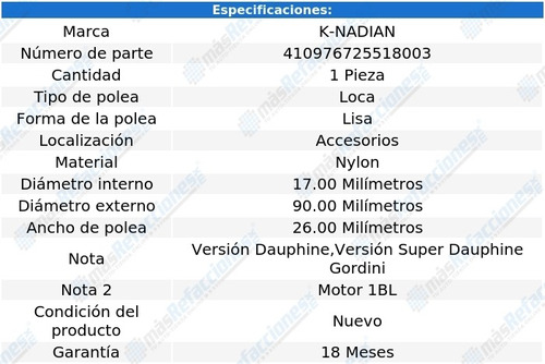 Polea Banda Nylon Lisa K-nadian Renault 5cv L4 0.8l 61 Al 62 Foto 3