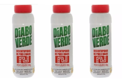 Kit 3 Diabo Verde Granulado Desentupidor Pia Banheiro 300g