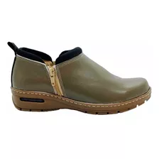 Botita Zapato Confort Cuero Vacuno Cam/aire Doble Cierre Oli