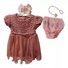 Vestido Luxo Rn A 12 Meses Renda Menina