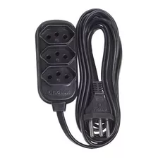 Extensão Elétrica 2 Metros Bivolt Preto Ou Branco 2p+t