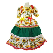 Vestido Caipira De Quadrilha Festa Junina Infantil Luxo Bk26