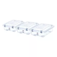 3 Caixa Organizadora Pequena 2,3l Rígida Sanremo Top Stock Cor Transparente