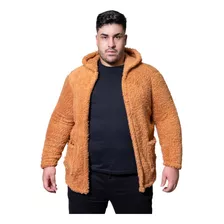 Casaco Teddy Masculino Plus Size Peluciado C/ Capuz Inverno