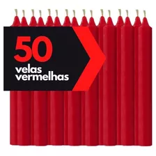 Vela Vermelha Palito Parafina - 16 Cm Tradicional 50 Unidad