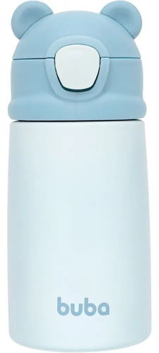 Garrafa Térmica Buba Ursinho Azul Parede Dupla Canudo 320 Ml Cor Azul-aço Urso