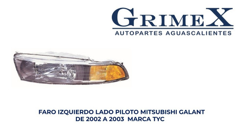 Faro Mitsubishi Galant 2002-02-2003-03 Tyc Ore Foto 2