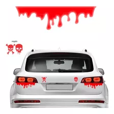 2 Sticker Gotas Sangre Auto Faros Halloween Reflejante