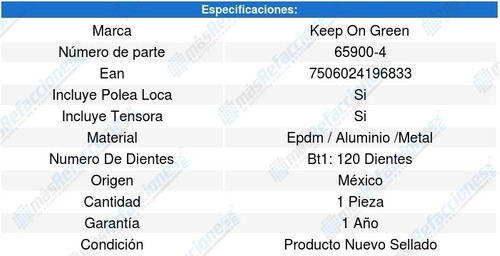 Kit Distribucion Banda Eurovan L4 1.9l 05 A 09 Kg 1343988 Foto 4