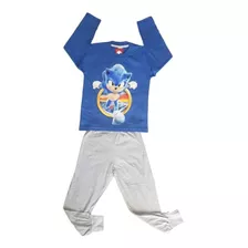 Pijama Sonic Niños Brilla En La Oscuridad + Pantuflas