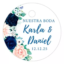 60 Etiquetas Circulares Personalizadas De 5cm, Boda Bv1