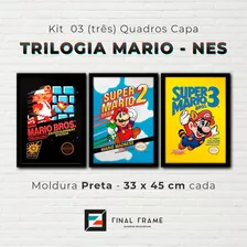 Kit 3 Quadros - Capa Trilogia Super Mario Bros Us - Nes A3
