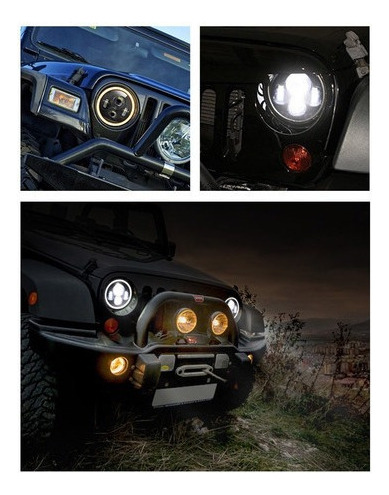 Par 7 H4 Faros De Led Drl Ojos ngel Wrangler Jeep Vocho Foto 9