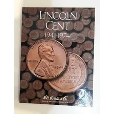 Álbum Lincoln Cent H.e. Harris 1941-1974 C/ 75 Moedas Sl/d/s