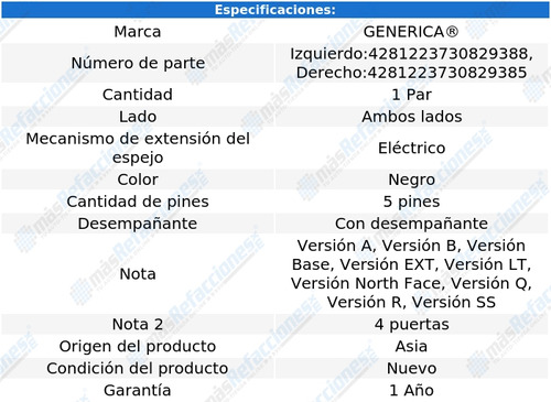 2 Espejos C/desemp 5 Pines Generica Trailblazer 02_09 Foto 2