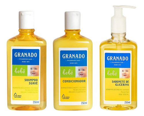Kit Granado Bebê: Sabonete Líquido + Shampoo + Condicionador 250ml