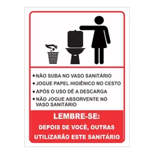 Placa Banheiro Não Suba No Vaso Dê Descarga Jogue No Lixo