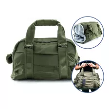 Bolsa Mochila Esportiva + Alça Transversal C Bolso P Tênis Cor Verde Militar Liso