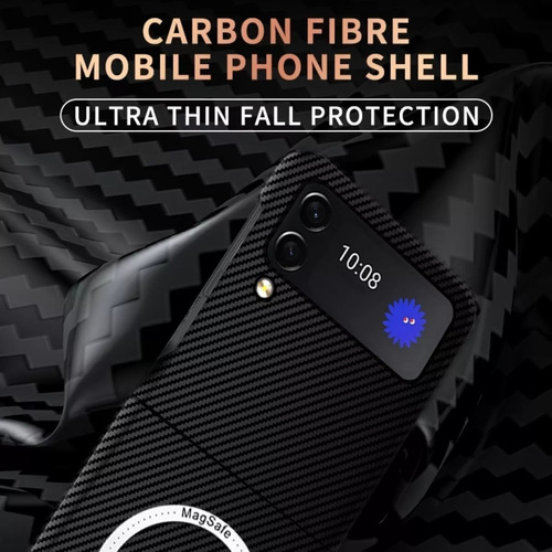 Funda Con Tapa Magntica De Fibra De Carbono Para Samsung Z Foto 2