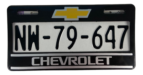 Par De Marcos Portaplacas Chevrolet Negro Tipo Europeo Ancho Foto 3