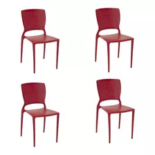 Kit 4 Cadeiras Safira Vermelho Tramontina