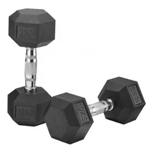 Mancuernas Hexagonales De Caucho 10kg Gimnasio En Casa