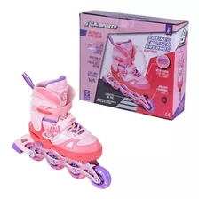 Patines En Línea Rosas Para Niña Ajustables Sports Urbanos