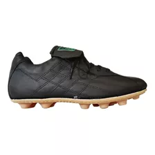 Zapato Futbol Soccer Pepesa Forza Black Piel Tierra